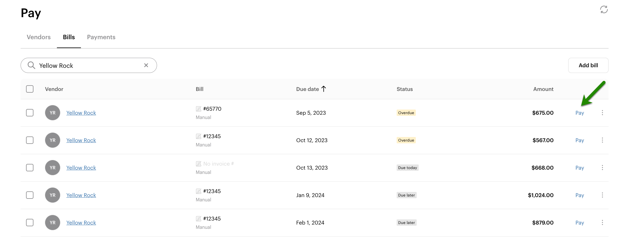 Choose bill from unpaid bills.jpg