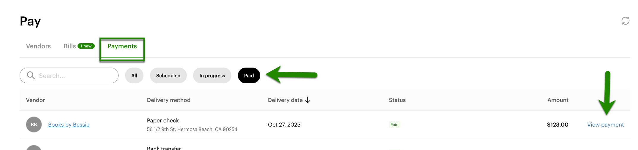 Find payment in Paid.jpg